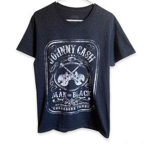 Johnny Cash The Man In Black Gray Graphic T Shirt Charcoal Gray Size Medium
